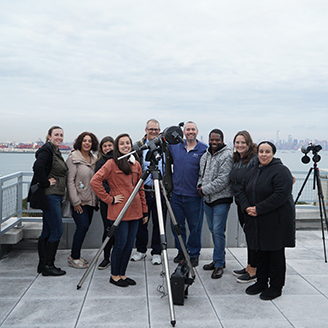 Teachers with telescope